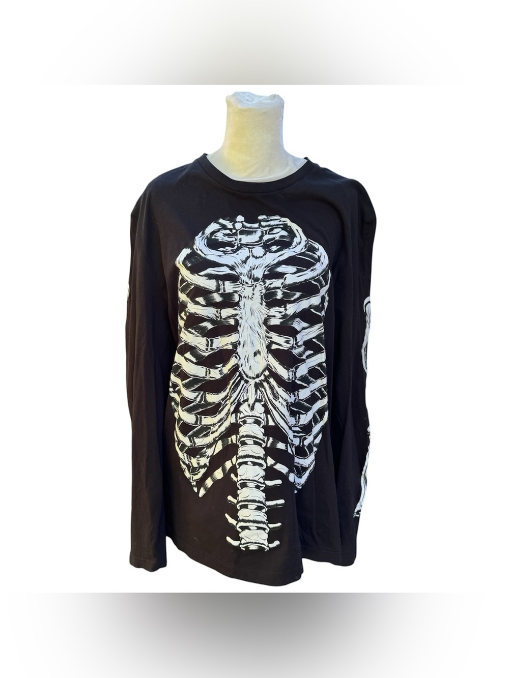 Rude Halloween Goth Punk Alternative Skeleton Bones Long Sleeve Unisex Tshirt